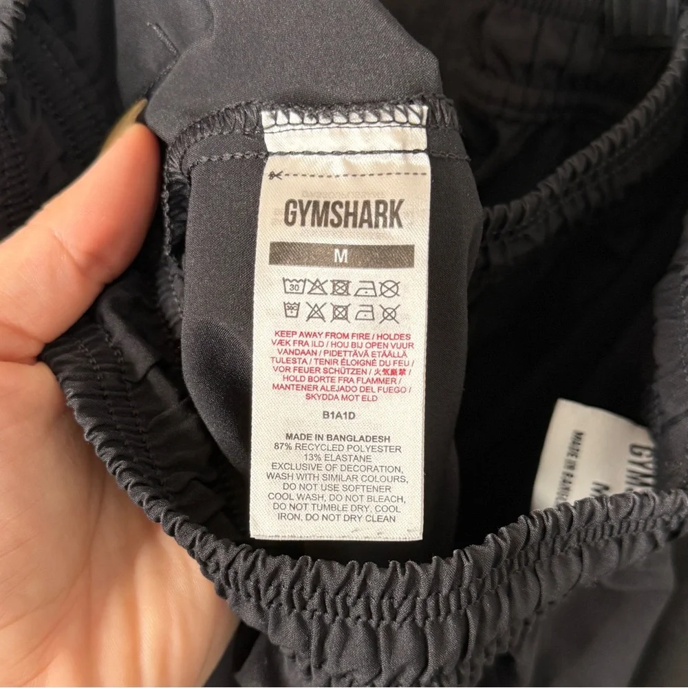 Gymshark Black Lightweight Joggers Recycled Polyester Stretch Athletic Size M